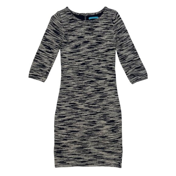 Alice + Olivia Textured Sweater Dress S Blue Marled 3/4 Sleeve Mini Bodycon Fall - Picture 12 of 12